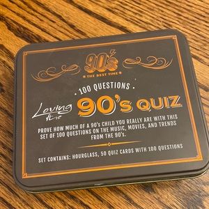 Loving the 90s Quiz Boxed Game Set: Tin Container, 50 Cards, and Hourglass